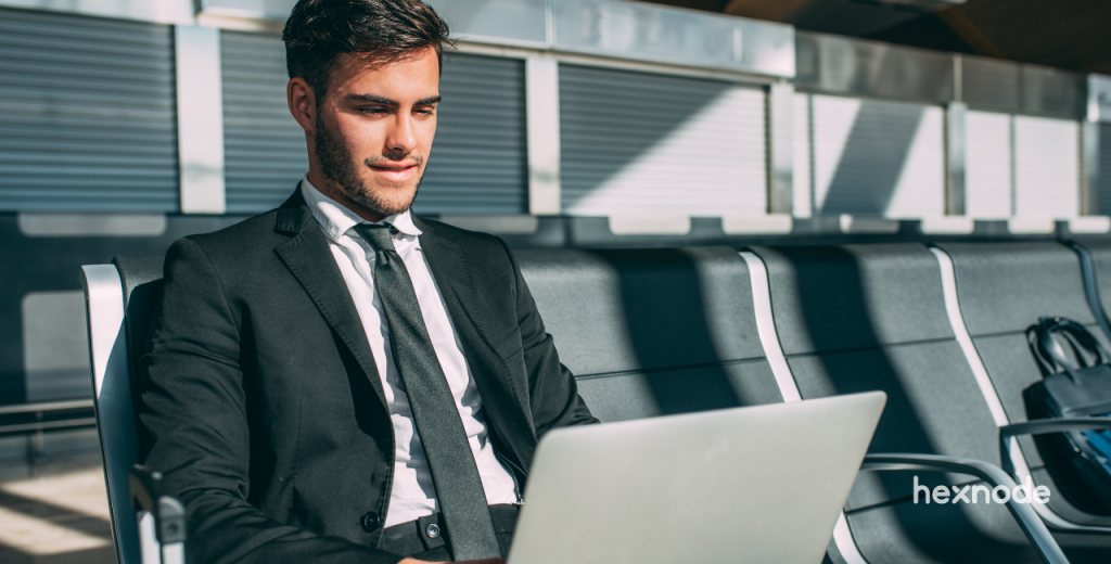 Everywhere Enterprise - Businessman working from the airport lobby
